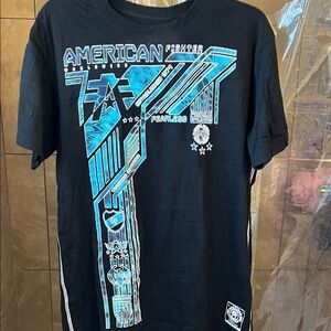 American Fighter Black and Teal Graphic Tee